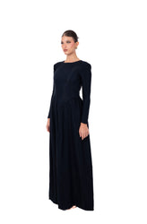Midnight Harmony Ribbed Dress – Long Sleeve Maxi With Sculpted Waist thumbnail