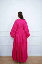 Load image into Gallery viewer, Fuchsia Balloon Sleeve Poplin Cotton Dress
