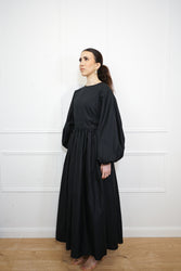 Black Balloon Sleeve Poplin Cotton Dress thumbnail