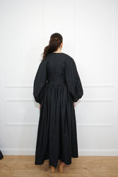 Black Balloon Sleeve Poplin Cotton Dress thumbnail